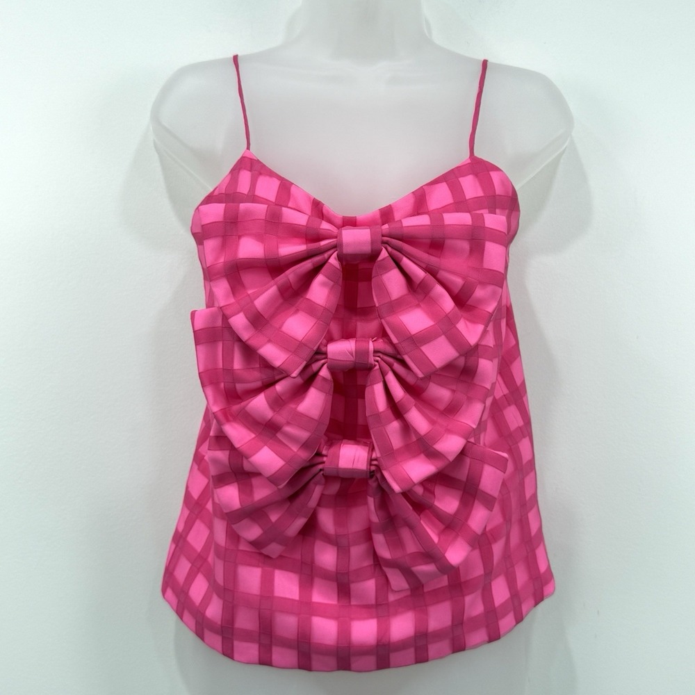 Neubyrne Barbara Bow Cami XS Pink Barbiecore Glam Party Coquette Lattice Preppy